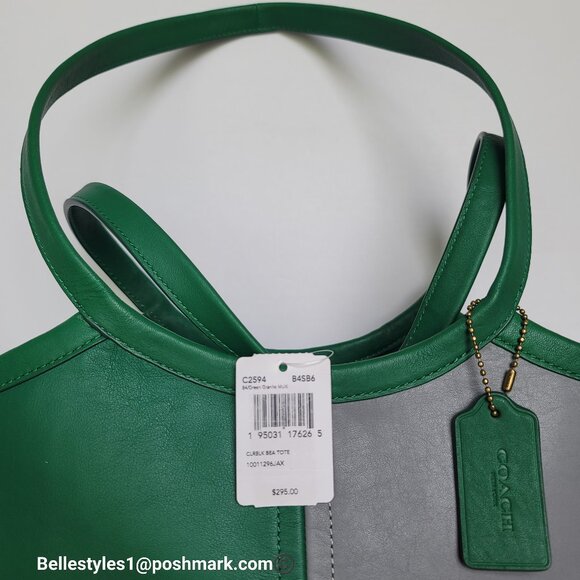 COACH Bea Colorblocked Smooth Leather Large Tote -Green Granite multi color ⭐ - Picture 16 of 16